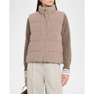 NEW PUROTATTO cashmere puffer vest in nocciola